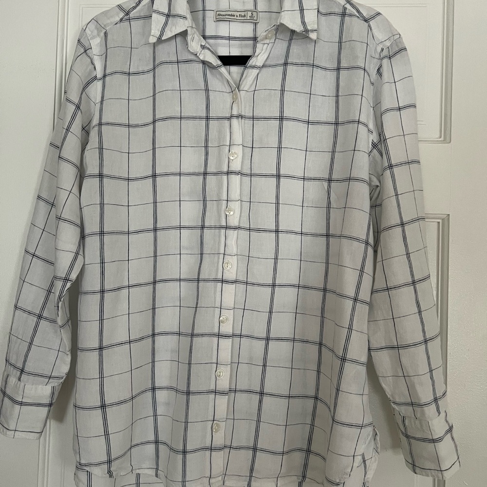 Abercrombie & Fitch White and Navy Plaid Shirt